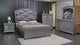 Adira Gray LED Faux Leather Upholstered Panel Queen Bed
