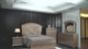 Cristal Gold LED Faux Leather Upholstered King Panel Bed