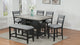 Frey Black Gray Fabric Rectangular Counter Height Set