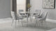 Tola Silver Faux Marble Fabric Round Dining Room Set