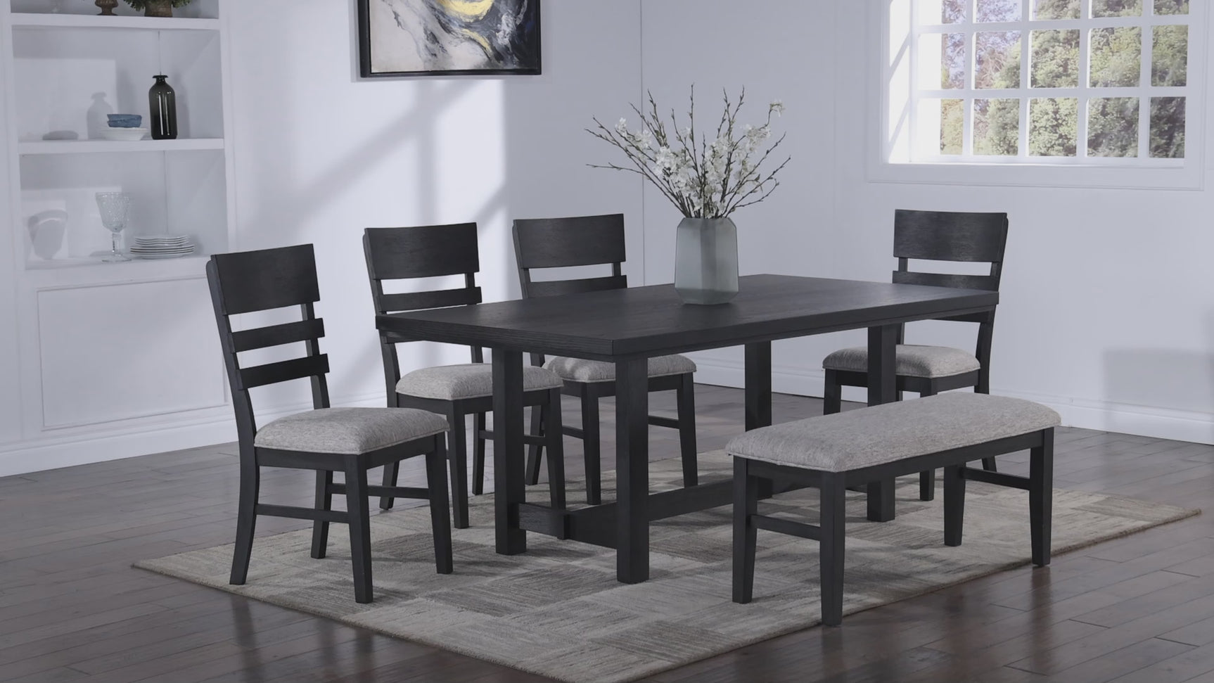 Guthrie Black Gray Fabric Upholstered Dining Room Set
