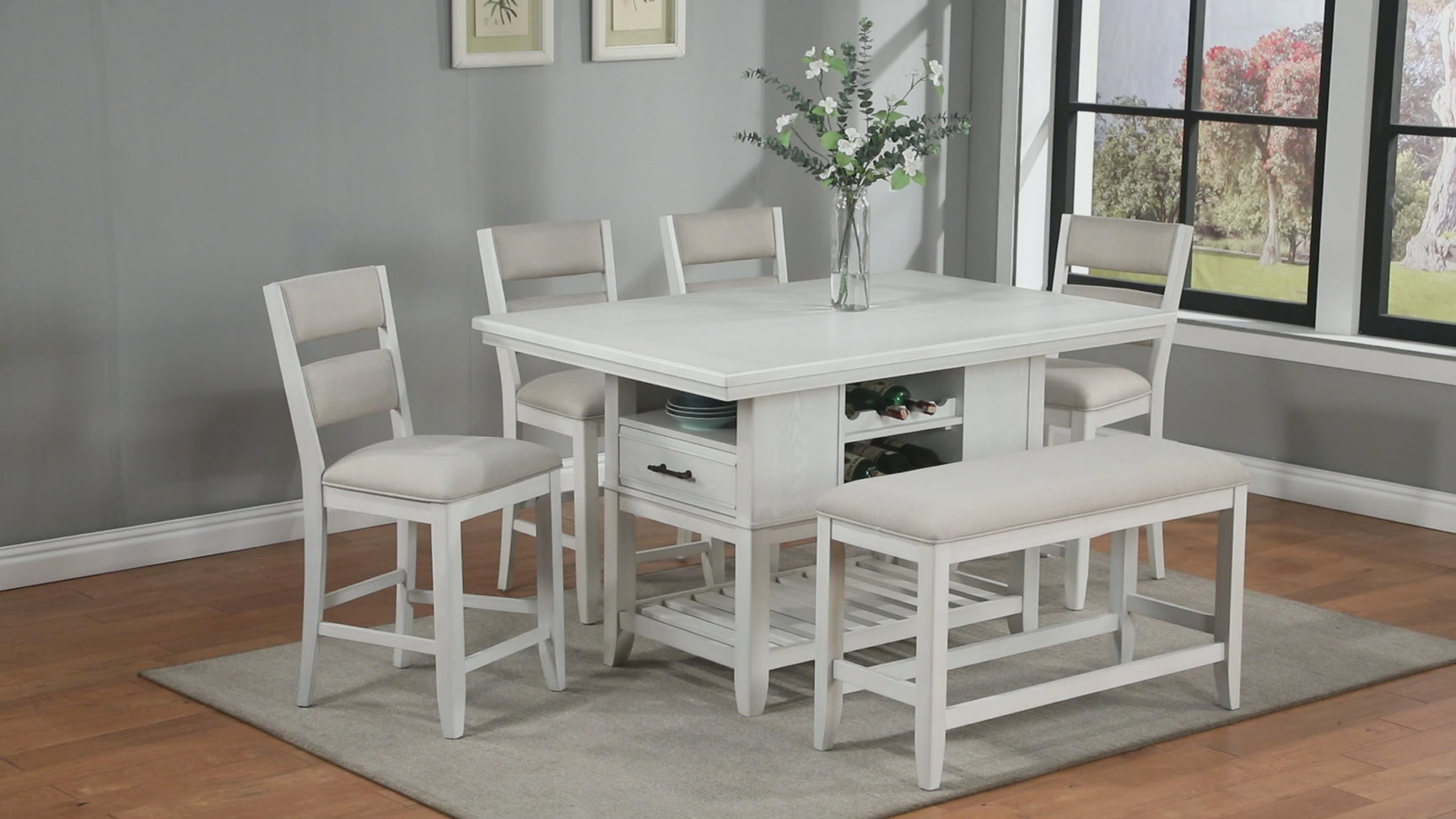 Wendy White Farmhouse Rectangular Counter Height