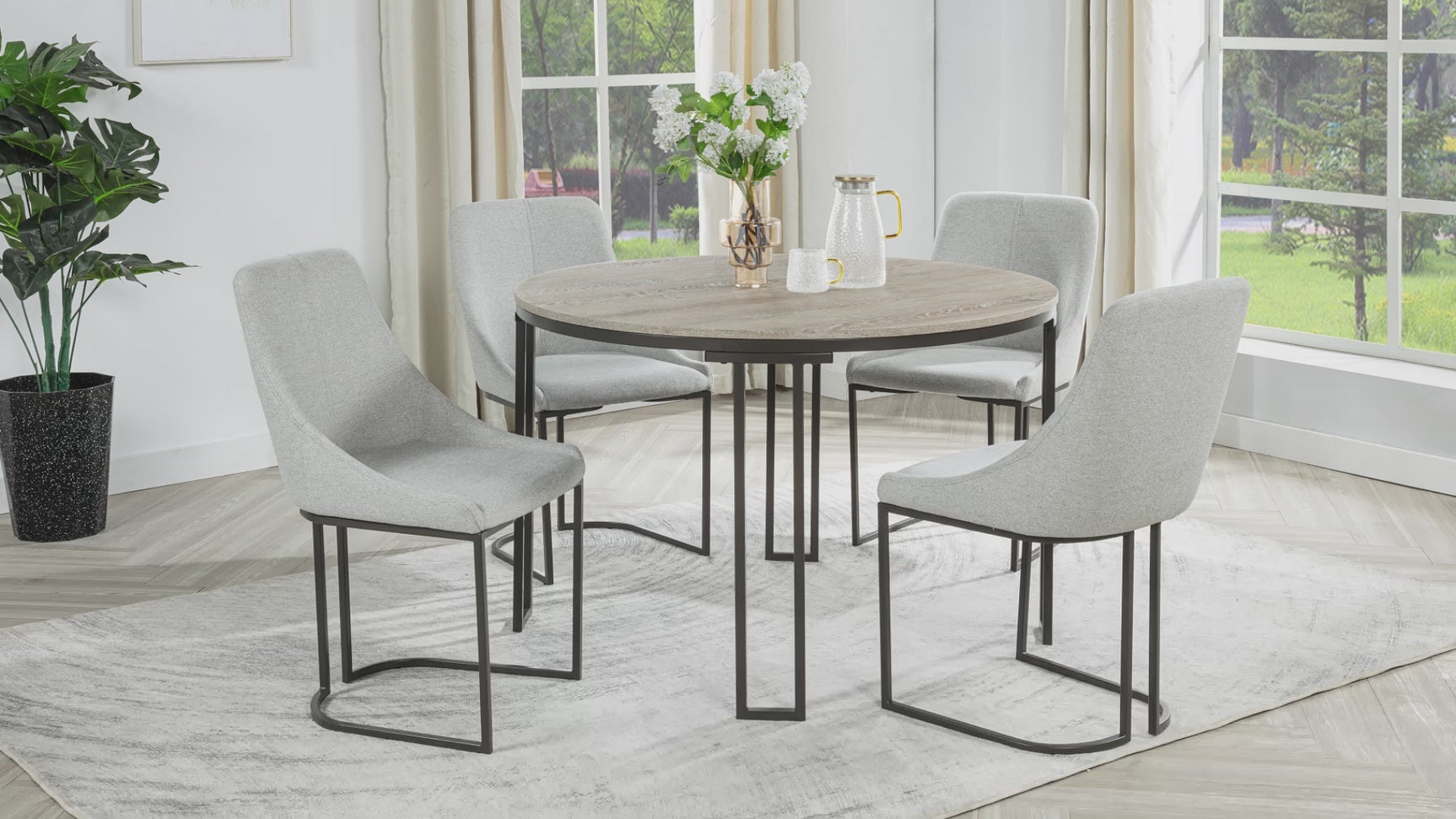 Verano Light Gray Round Dining Room Set