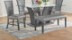 Camelia Gray Glass Faux Leather Dining Room Set