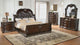 Stanley Cherry Brown Fabric Upholstered Tufted Sleigh Bedroom Set