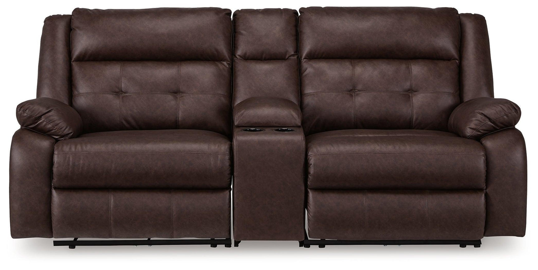 Punch Up Walnut 3-Piece Power Reclining Sectional Loveseat with Console - Ella Furniture