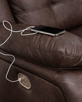 Punch Up Walnut 3-Piece Power Reclining Sectional Loveseat with Console - Ella Furniture
