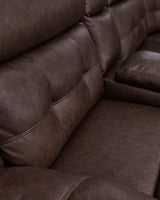 Punch Up Walnut 3-Piece Power Reclining Sectional Loveseat with Console - Ella Furniture