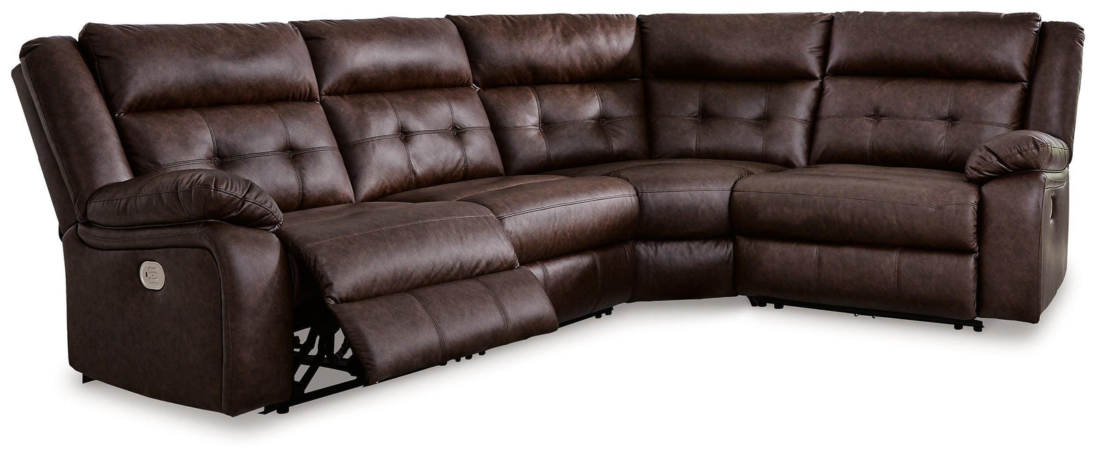Punch Up Walnut 4-Piece Power Reclining Sectional - Ella Furniture