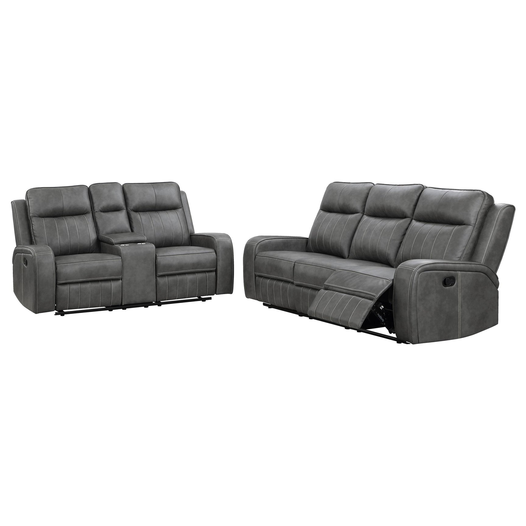 Raelynn 2-piece Upholstered Reclining Sofa Set Grey 603191-S2 - Ella Furniture