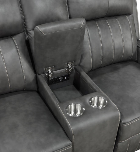 Raelynn 3-piece Upholstered Reclining Sofa Set Grey 603191-S3 - Ella Furniture