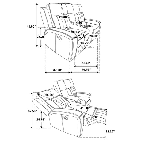 Raelynn 3-piece Upholstered Reclining Sofa Set Grey 603191-S3 - Ella Furniture