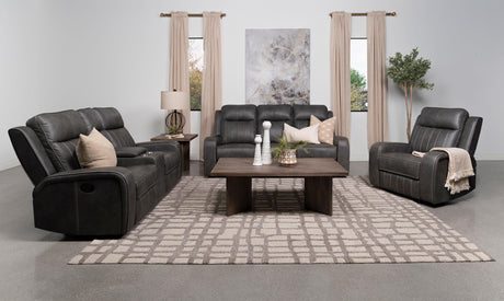 Raelynn 3-piece Upholstered Reclining Sofa Set Grey 603191-S3 - Ella Furniture