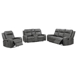 Raelynn 3-piece Upholstered Reclining Sofa Set Grey 603191-S3 - Ella Furniture