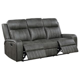 Raelynn 3-piece Upholstered Reclining Sofa Set Grey 603191-S3 - Ella Furniture