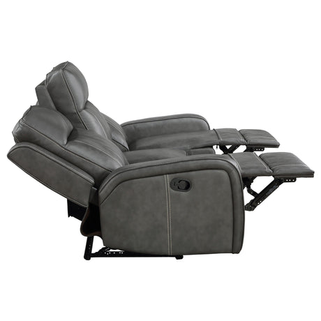 Raelynn 3-piece Upholstered Reclining Sofa Set Grey 603191-S3 - Ella Furniture