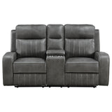 Raelynn Upholstered Motion Reclining Loveseat Grey 603192 - Ella Furniture