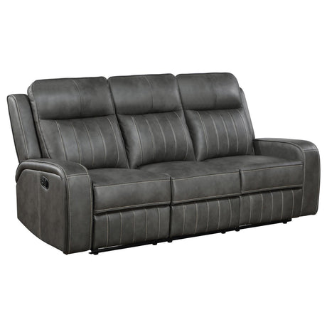 Raelynn Upholstered Motion Reclining Sofa Grey 603191 - Ella Furniture