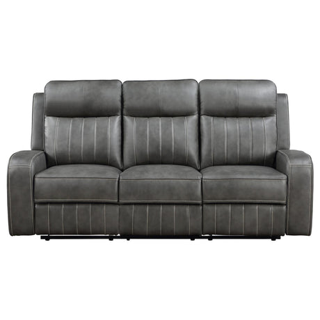 Raelynn Upholstered Motion Reclining Sofa Grey 603191 - Ella Furniture