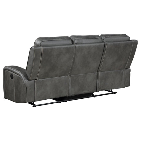 Raelynn Upholstered Motion Reclining Sofa Grey 603191 - Ella Furniture