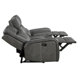 Raelynn Upholstered Motion Reclining Sofa Grey 603191 - Ella Furniture