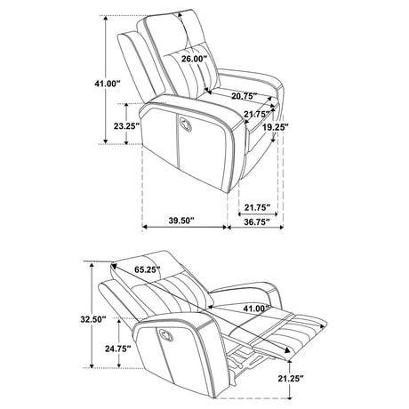 Raelynn Upholstered Recliner Chair Grey 603193 - Ella Furniture
