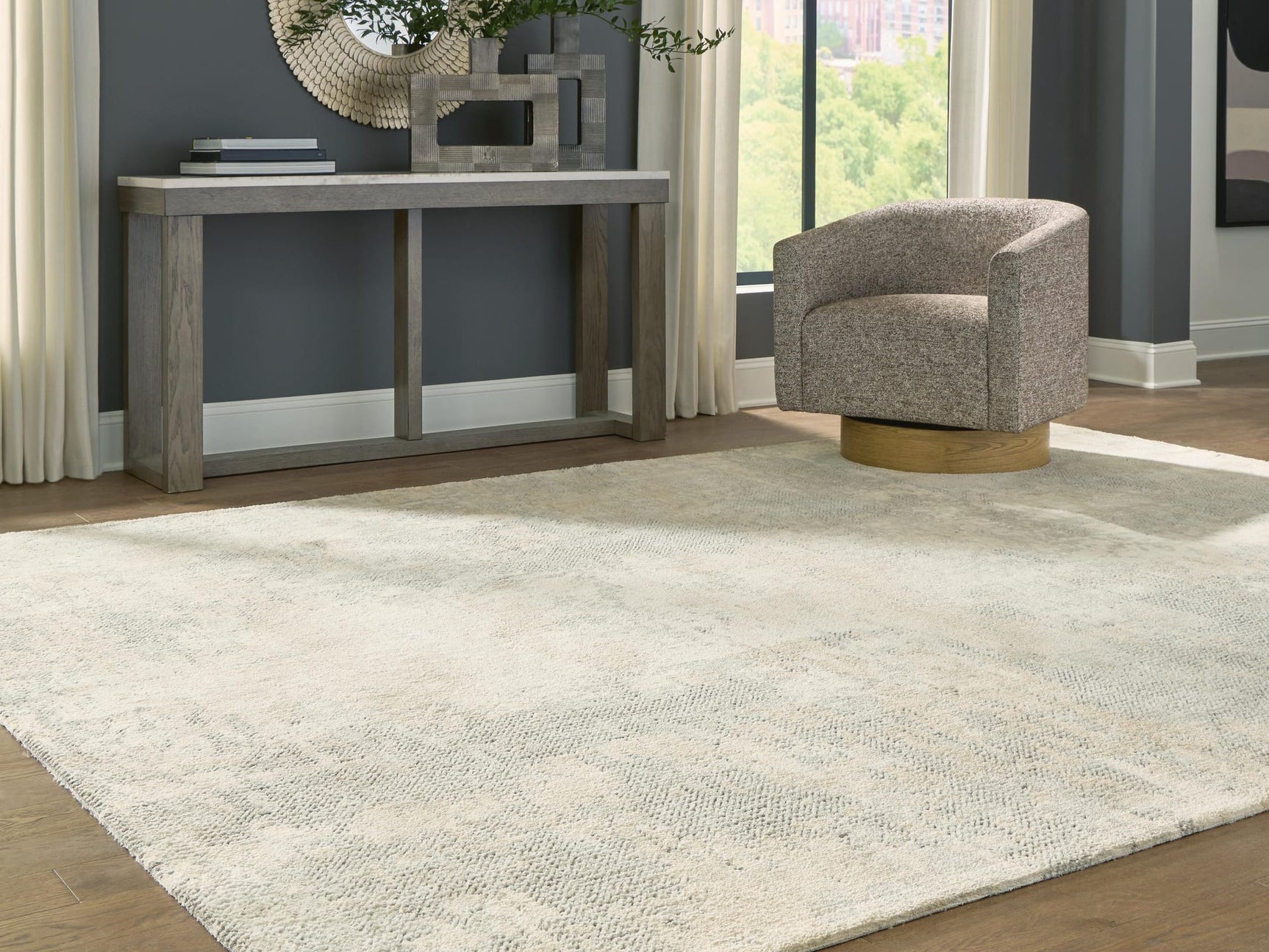 Raif Gray/White/Cream Extra Large Rug from Ella Furniture