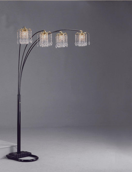 Rain Black Gold Pewter Majestic Modern Drop Arc Floor Lamp - Ella Furniture