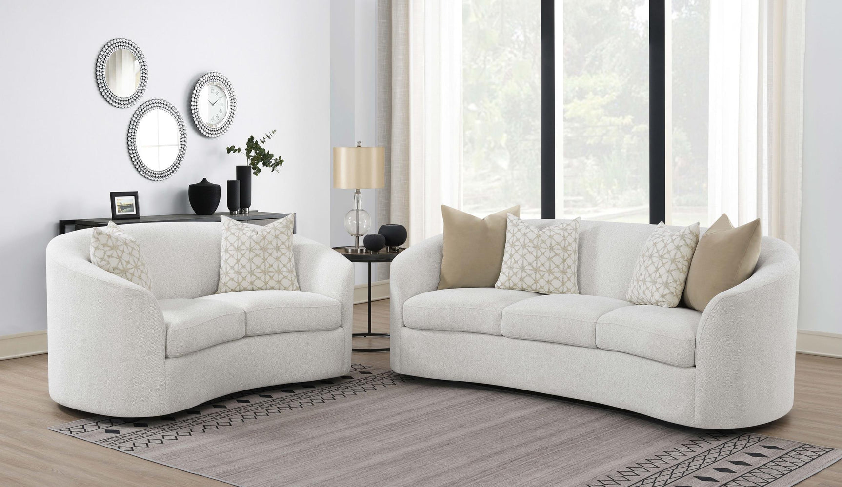 Rainn Rainn 2-piece Boucle Upholstered Sloped Arm Sofa Set Latte 509171-S2 - Ella Furniture
