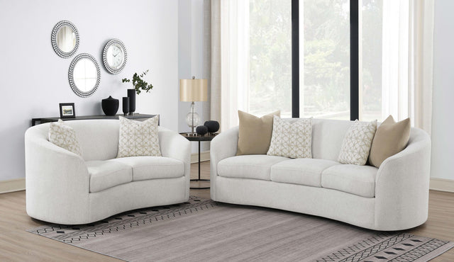 Rainn Rainn 2-piece Boucle Upholstered Sloped Arm Sofa Set Latte 509171-S2 - Ella Furniture