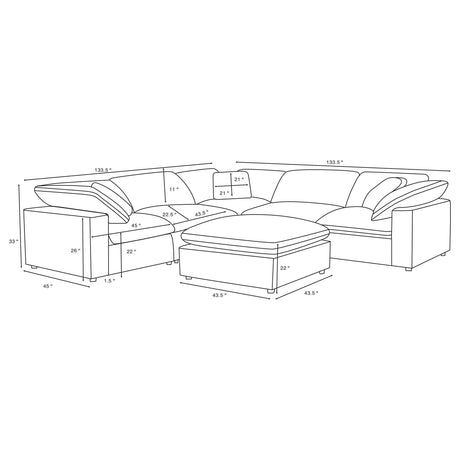 Raleigh 6-piece Boucle Upholstered Modular Sectional Grey 551754-SETA - Ella Furniture