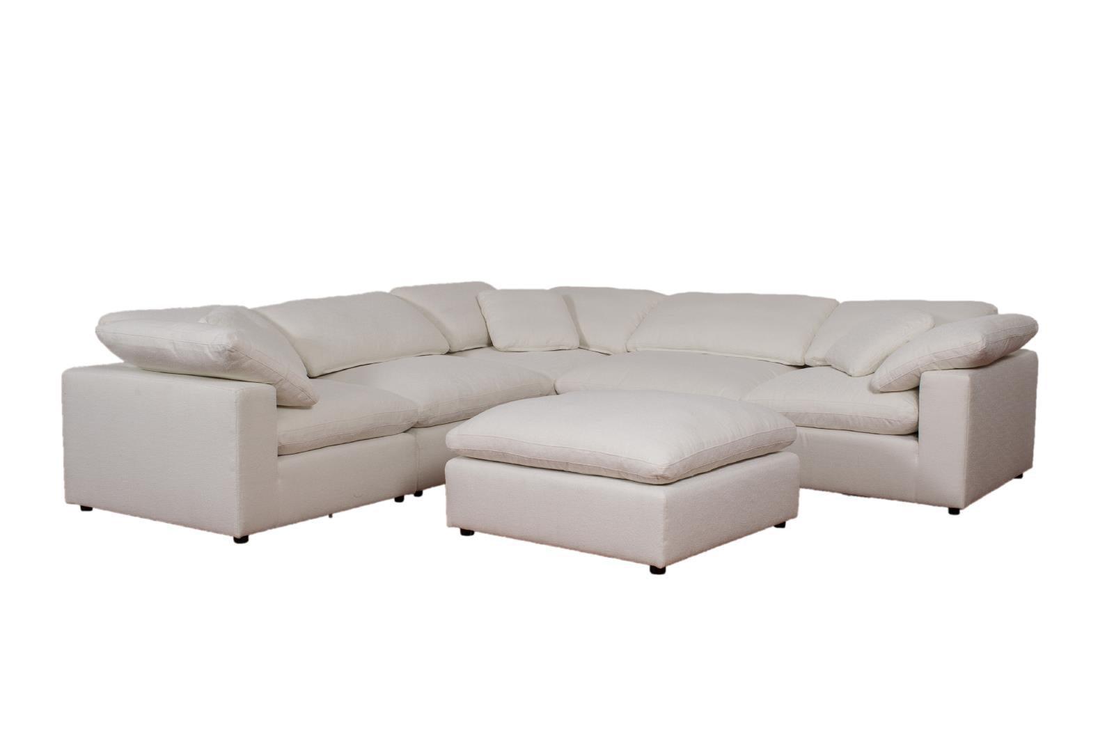 Raleigh 6-piece Boucle Upholstered Modular Sectional Ivory 551751-SET - Ella Furniture