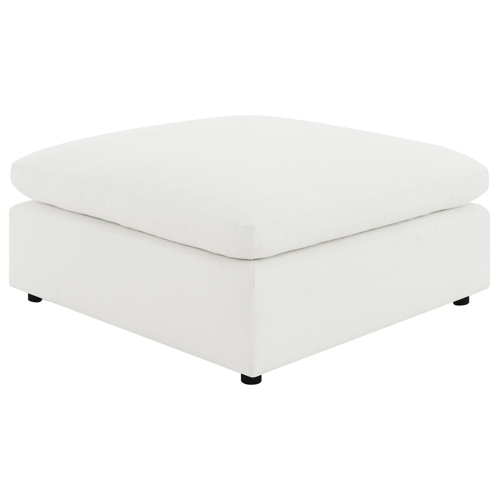 Raleigh Boucle Upholstered Ottoman Ivory 551753 - Ella Furniture