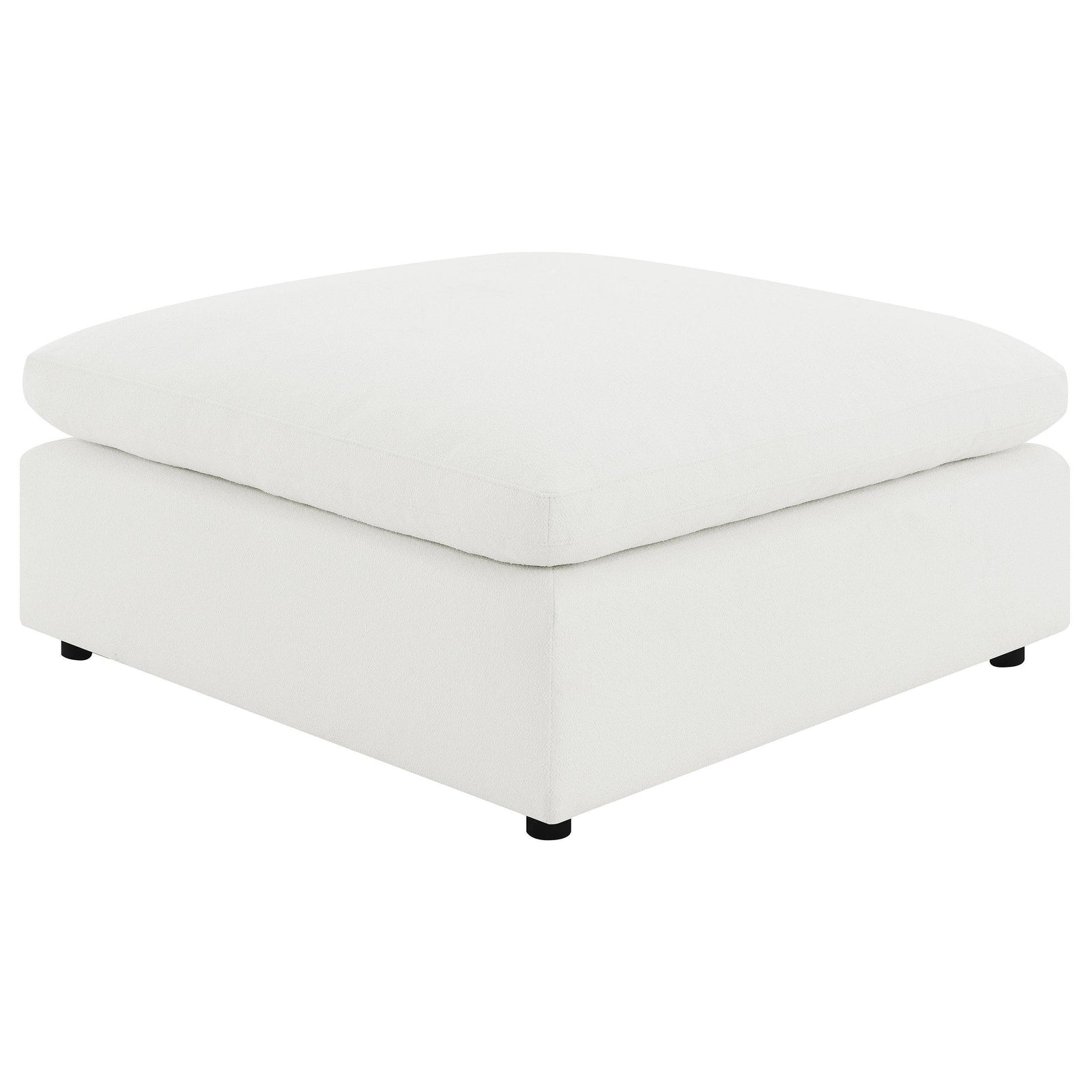 Raleigh Boucle Upholstered Ottoman Ivory 551753 - Ella Furniture