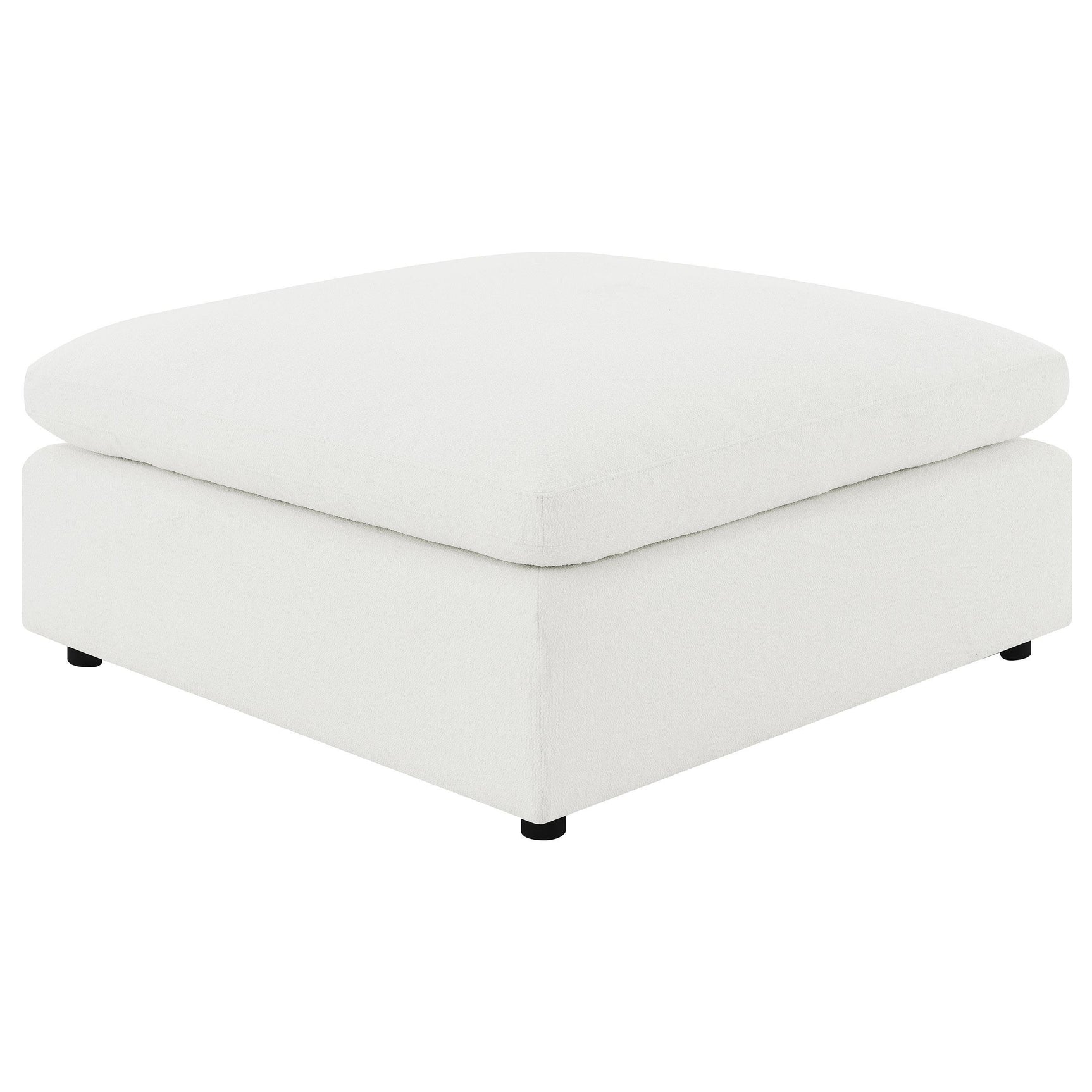 Raleigh Boucle Upholstered Ottoman Ivory 551753 - Ella Furniture