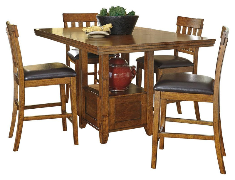 Ralene Medium Brown Counter Height Dining Table And 4 Barstools - Ella Furniture