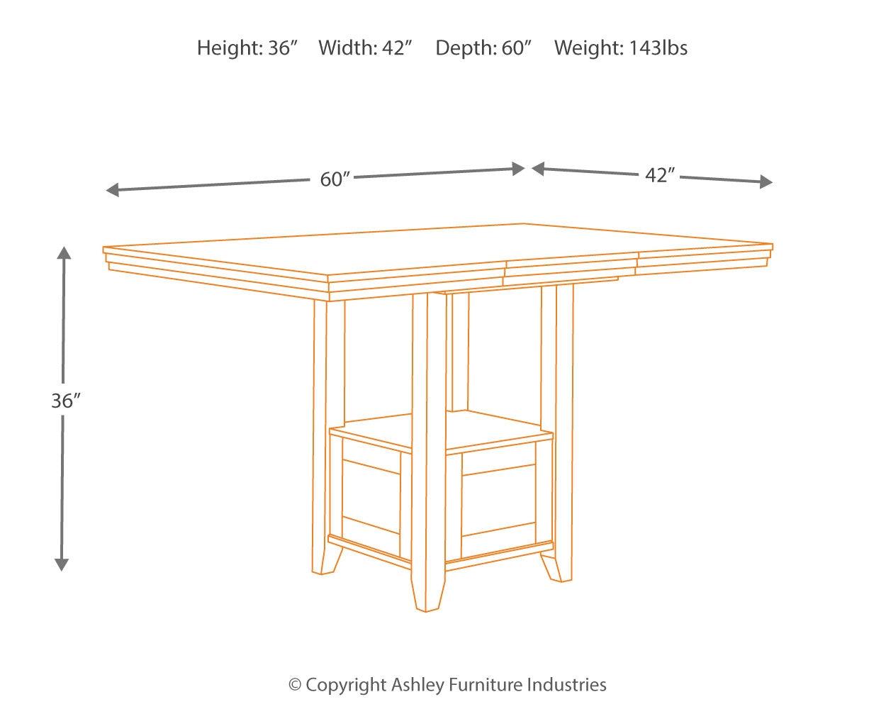 Ralene Medium Brown Counter Height Dining Table And 6 Barstools - Ella Furniture