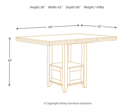 Ralene Medium Brown Counter Height Dining Table And 6 Barstools - Ella Furniture