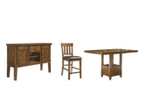 Ralene Medium Brown Counter Height Dining Table And 6 Barstools With Storage - Ella Furniture