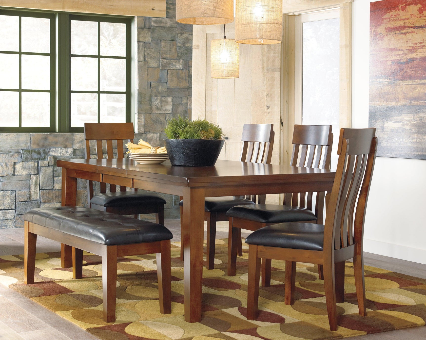 Ralene Medium Brown Rectangular Dining Room Set - Ella Furniture