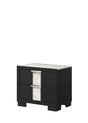 Rangley Black Modern Contemporary Solid Wood Marble 2-Drawers Nightstand - Ella Furniture