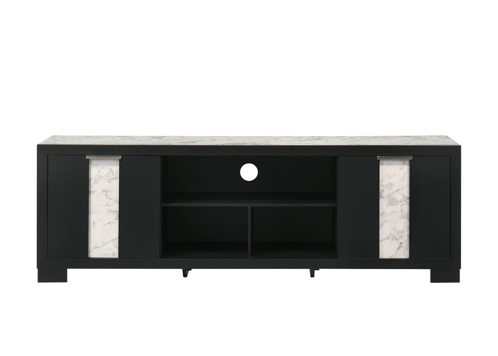 Rangley Black Modern Contemporary Solid Wood Marble 2-Drawers Nightstand - Ella Furniture