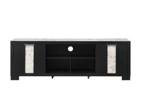 Rangley Black Modern Contemporary Solid Wood Marble 2-Drawers Nightstand - Ella Furniture
