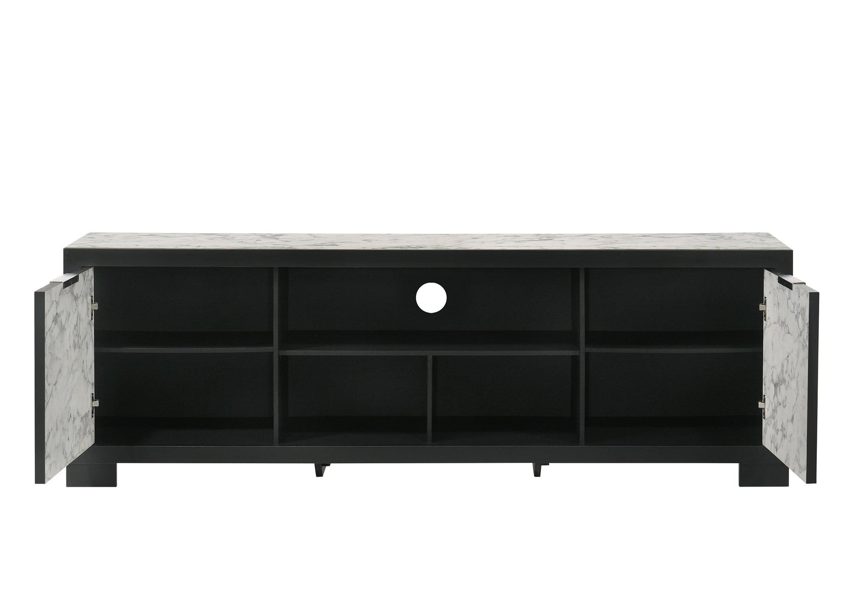 Rangley Black Modern Contemporary Solid Wood Marble 2-Drawers Nightstand - Ella Furniture