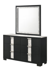 Rangley Black Modern Contemporary Solid Wood Marble 2-Drawers Nightstand - Ella Furniture