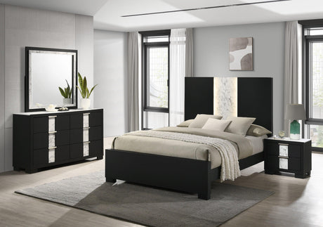 Rangley Black Modern Contemporary Solid Wood Marble 5-Drawers Chest - Ella Furniture