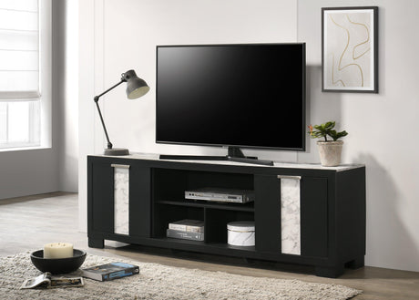 Rangley Black Modern Contemporary Solid Wood Marble 6-Drawers Dresser - Ella Furniture