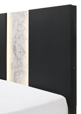 Rangley Black Modern Contemporary Solid Wood Marble LED Bedroom Set - Ella Furniture