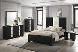 Rangley Black Modern Contemporary Solid Wood Marble LED King Bed - Ella Furniture