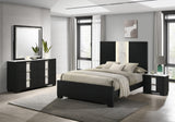 Rangley Black Modern Contemporary Solid Wood Marble LED Queen Bed - Ella Furniture